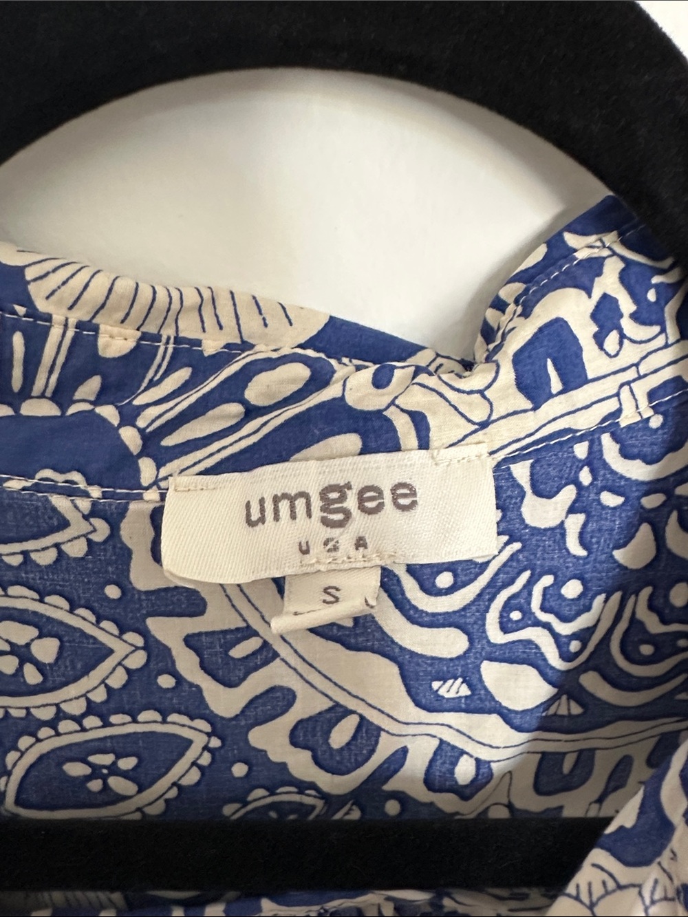 Umgee Blue and Cream Boho Paisley Midi tiered Dress- Size Small - Picture 3 of 7